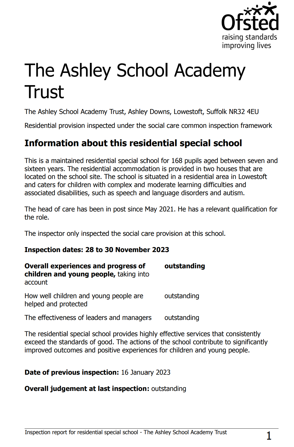 Ofsted Residential Report January 2023